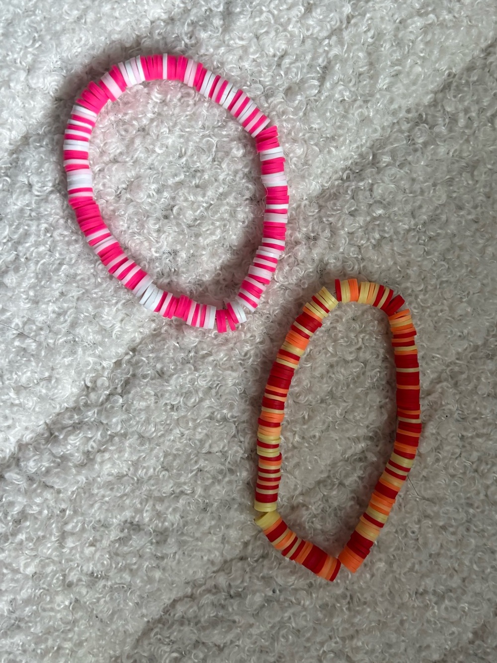 Stretch Beaded Hair Ties - Pink & Orange Set